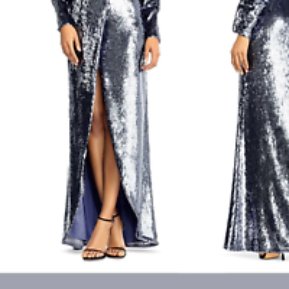 NWT Adian Mattox New Years Eve Full Sequin Silver Blue holiday party dress, 4 - Picture 4 of 6